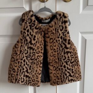 Girls Rachel Zoe Leopard Print Faux Fur Vest